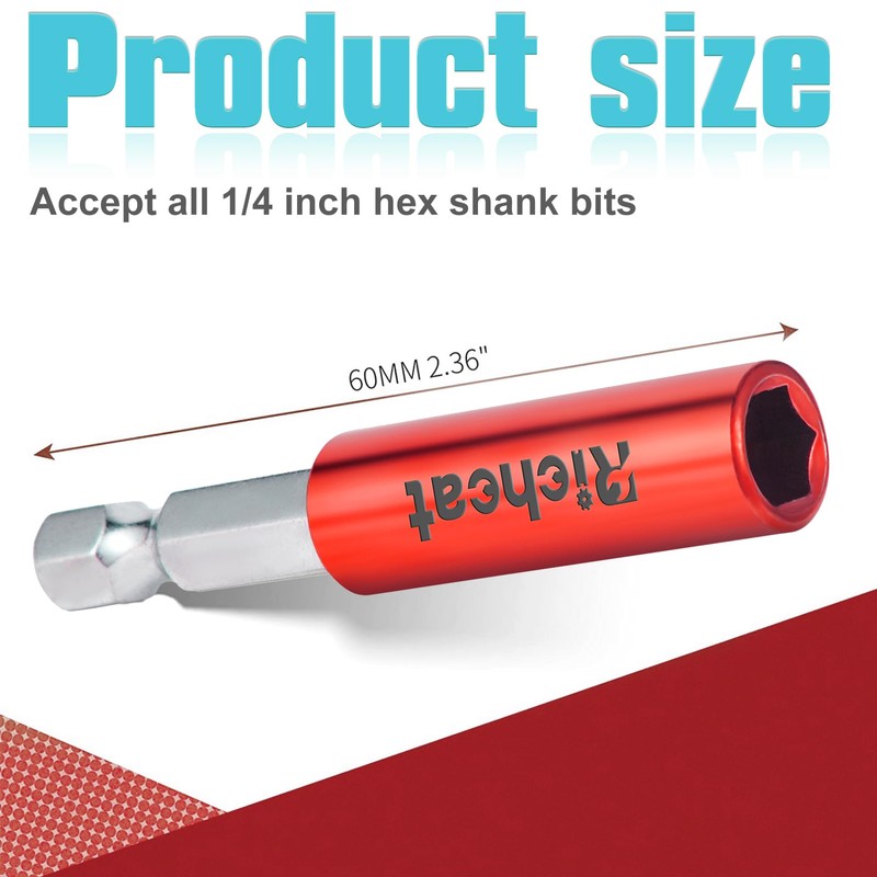 Richcat 10PCS Strong Magnetic Extension Socket Drill Bit Holder 1/4"