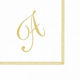 Monogrammed Initials Cocktail Napkins Gold Letter Script 20 Napkins A
