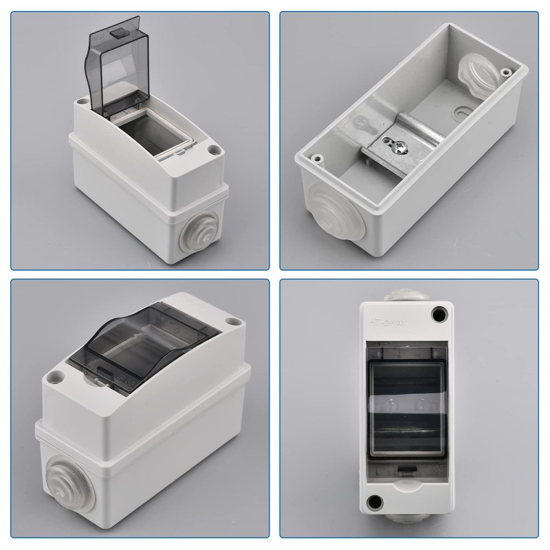 Pack of 2 Surface-Mounted Fuse Boxes, Small Distribution Box, IP65-1