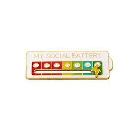 RLHRNDE Social Battery Pin for Women Girl Creative Mood Energy Indicator Brooch Pins Fun Enamel Emotional Emotion Mood Expressing Pins Functional Aesthetic Brooch Gifts Decoration (White)