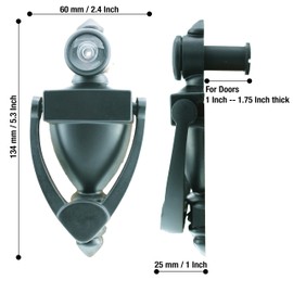 TB-SENROCA Elegant 5 Inch Matte Black Door Knocker with 180 Degree Peephole - Perfect for Front Door Security - Includes Door Viewer Peephole and Door Knockers for Front Door