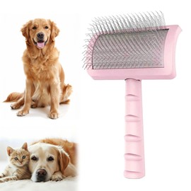 Pet Brush, Dog & Cat Brush, Pet Slicker Brush, Large Slicker Brush for Dogs and Cats, Pet Wire Brush for Large (Pink)