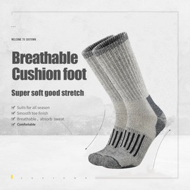 SOX TOWN Calcetines de lana merino para hombre que absorben la humedad al aire última intervensión, para senderismo, Azul marino, 13-15