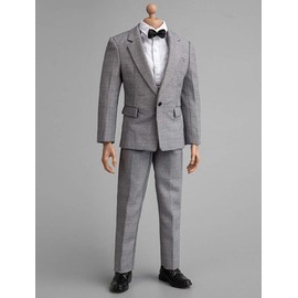 HiPlay 1/6 Scale Male Figure Doll Clothes, Handmade Full Suit, Jacket, Shirt, Pant & Accessories Outfit for 12" Male Action Figure DC082 (Grey)