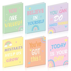 6 Pack Pastel Inspirational Quotes Book Cover Stretchable Reusable Jumbo Book Covers Protector for Textbook Hardcover Books up to 9 x 11 in Fabric Books Sox Back to Supplies