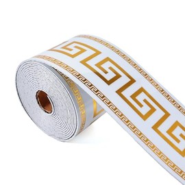 Peel and Stick Wallpaper Borders, Self-Adhesive Waterproof PVC Foam Wall Base for Kitchens, Living Rooms, Bedrooms and Bathrooms, 3.93" x 196.8" 1 Roll (Golden)