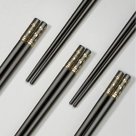 Reusable Chopsticks, Fiberglass Chopsticks 10 Pairs, Amber Pattern Decoration- Dishwasher Safe, Non-slip, 9.4 Inch…