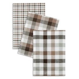 Triolino 3-er Pack Jacquard Geschirrtücher Küchentücher Halbleinen Karo sortiert