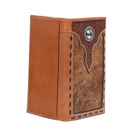 M&F Western Products Products Unisex-Adult A3546402 Basketweave w/Calf Hair Rodeo Wallet N/A Brown