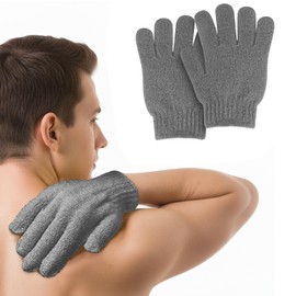 MOLOPPO 2 PCS Exfoliating Glove, Scrub Gloves Exfoliating, loofah, Body Exfoliator, Bath Gloves（Grey）