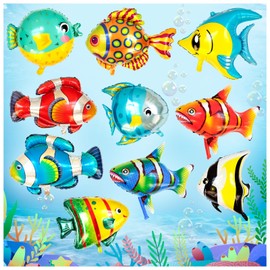 Fish Balloons Decoration, 10PCS Large Sea Animal Balloons for Kids Birthday Party