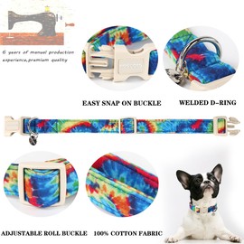 DOGWONG Cotton Dog Collar, Spring Summer Dog Collar Durable Soft Natural Fabric Pet Dog Collar Cute Wedding Puppy Necklace for Small Medium Large Dog