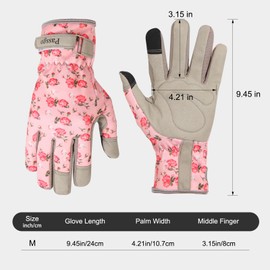 Passgo Gardening Gloves, Breathable Leather Garden Gloves, Puncture-Resistant Work Gloves
