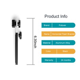 Fotover Horizontal Camera Flash Flashgun Holder Bracket with Hot-Shoe with 1/4" Sliding Screw Studio Light Stand for DSLR Camcorders DV Cameras
