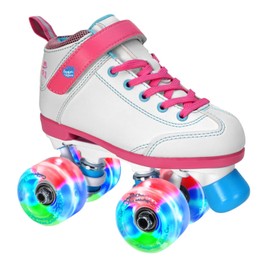 Sure-Grip Sugar & Spice Kids Roller Skates - Durable Vinyl Boot with Comfortable Padding - Features Indoor/Outdoor Light-Up Wheels - Lightweight Nylon Plate & Trucks - Available in Junior Sizes Only