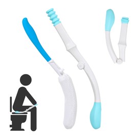 Toilet Aids Kit - Foldable Butt Wiper and Bath Brush Long Handle - Bottom Buddy Wiping Self Aid Helping The Disabled,Elderly,Pregnant and Physically Challenged