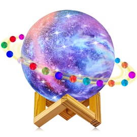 Starry Moon Lamp, LOGROTATE Galaxy Night Light 16 Colors 3D Print LED Moon Light with Stand, Remote&Touch Control, USB Rechargeable Gift for Women Kids Birthday, Bedroom Home Decor, 5.98 inch