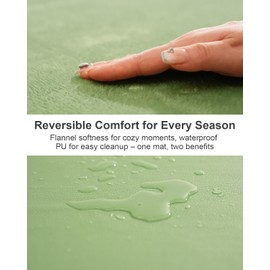 Baby Play Mat for Floor 50x50 – Reversible Vegan Leather & Velvet Playpen Mat, Extra Thick Foam, Waterproof Crawling Mat, Easy Wipe-Clean Floor Mat for Infants and Toddlers, Green