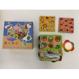 Hollyhi Toddlers Montessori Plush Educational Tissue Box Toys for Baby
