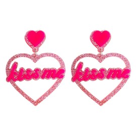 Pink Heart Earrings for Women Valentines Day Earrings Gifts for Her Rhinestone Heart Drop Earring Dangling Valentines Day Outfit Accessories Women