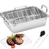 15 Inch Stainless Steel Roasting Pan with V-Shaped Rack and