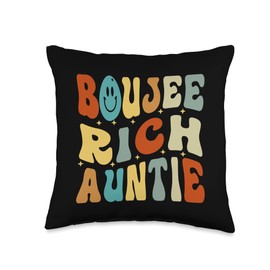 Funny Aunt - Family Jokes - Relatives Vacation Boujee Rich Auntie-Funny Family Vacation-Thanksgiving Throw Pillow, 16x16, Multicolor
