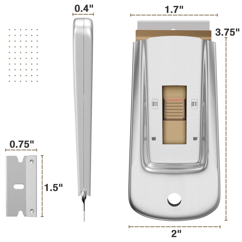 Bates- Metal Razor Blade Scraper, 2 Pack, 30 Extra Blades,
