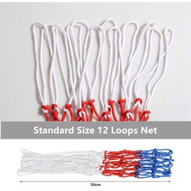 2 PCS Heavy Duty Basketball Net,Professional Polyester Braided Multicolor Basketball Net Replacement, Standard Size Basketball Net for Indoor and Outdoor, Heavy Duty 12 Ring Basketball Net