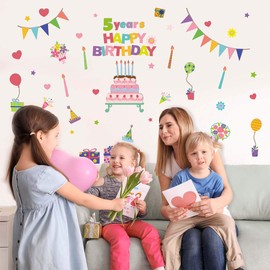 Wall Sticker Colorful Party Half Birthday Decoration 1 Year Old 2 Years 1/2 100 Days Cute Stylish Numbers Children's Party Celebration Present Gift