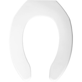 BEMIS 1055SSC 000 Commercial Heavy Duty Open Front Toilet Seat without Cover and No Slam Hinges, ELONGATED, Plastic, White
