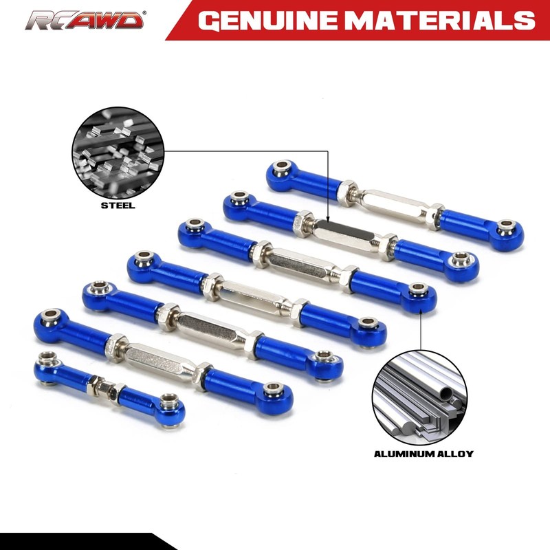 RCAWD Adjustable Aluminum Turnbuckles/Camber Link with Rod Ends Sets for