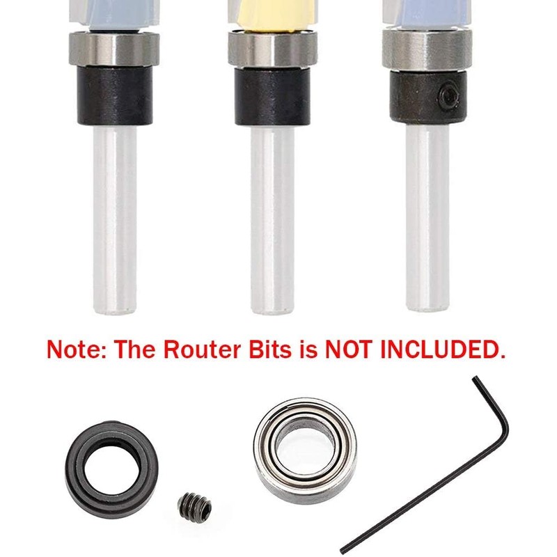 Mesee 5 Set Router Bit Bearings with Fixed Collars Kit,