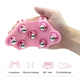 CICIFAUS Massage Ball Roller, Hand Held Massager, Trigger Point Ball, Back & Foot Massager - Pink