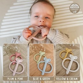 Infatot® Beißspielzeug für Babys von 0–6 Monaten, 2er-Pack – Koda Koala Bitey – Kauspielzeug aus Silikon, sicherer BPA-freier Beißring, sensorisches Spielzeug - Pflaume & Rosa