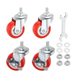 PATIKIL 2 Inch Swivel Caster Wheels, M8 x 15mm Ball Bearings Threaded Stem PVC Castors Total Load Capacity 264 Lbs with Nuts Gaskets Wrench for Furniture Chairs (2 with Brake, 2 Without)