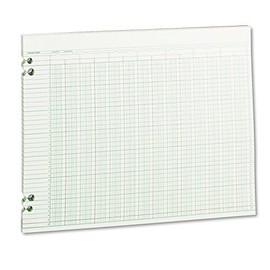 Wilson Jones WLJG3024 Green Columnar Ruled Ledger Paper, Double Page Format, 24 Columns and 36 Lines per Page, 11 x 14 Inches, 100 Sheets per Pack (WG30-24A)