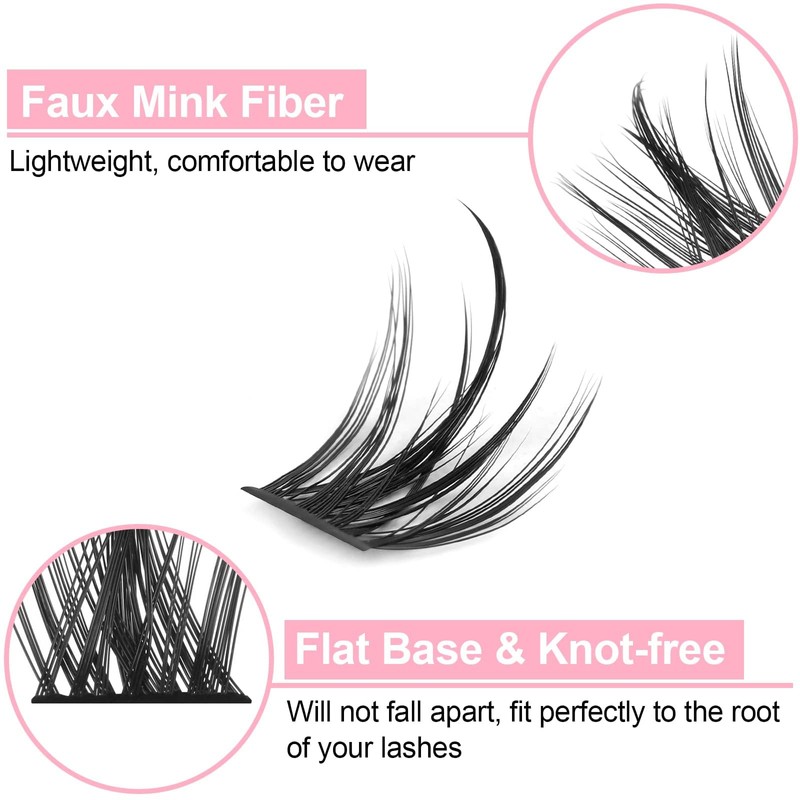 Fenshine Cluster Lashes Individual Lashes Wide Stem C/D Curl 9-15