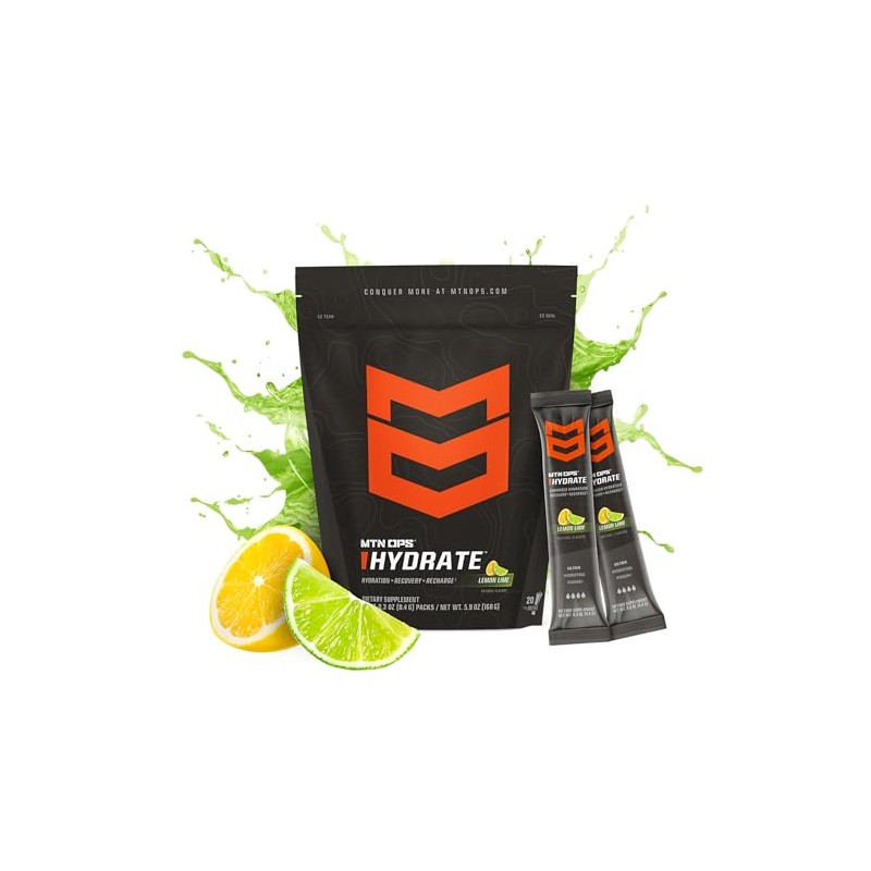 MTN OPS Bebida en polvo Hydrate Electrolytes, 20 sobres individuales