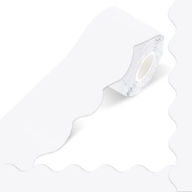 STARLIBOO 60 Feet Bulletin Board Borders, White Scalloped Rolled Border Trim for School, Classroom & Offices