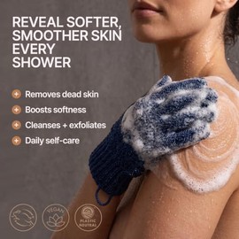 Guantes de baño exfoliantes para ducha – exfoliación pesada, exfoliante corporal, exfoliante de ducha, guantes exfoliantes de ducha para mujeres y hom