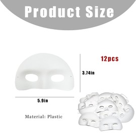 Half Masks for Kids - 12 White Paper Craft Masks to Decorate, Blank DIY Face Masks for Children, Classroom Arts and Crafts, Party Activities, Creative Mask Making Kit for Kids to Paint and Design