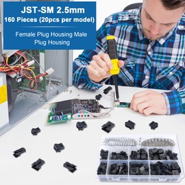 2.5 mm JST-SM Connector Kit, 560 Pieces 2.5 mm Pitch 2 3 4 5 Pin JST SM Connector Male and Female Plug Housing Adapter Assortment Kit