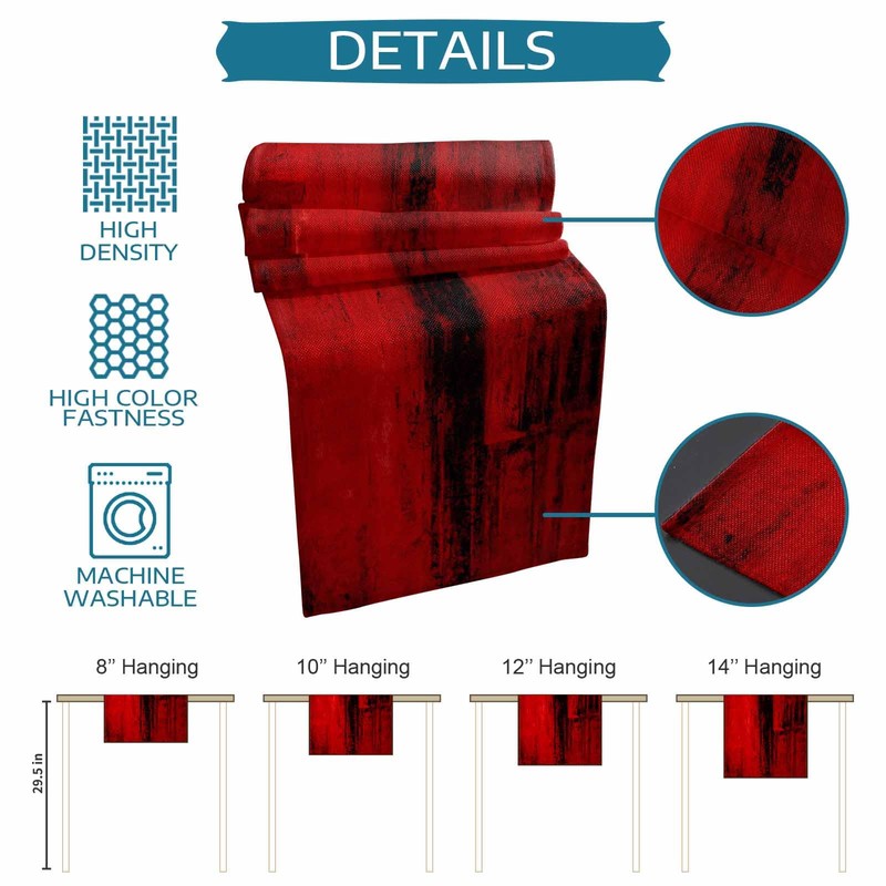 Red Black Ombre Cotton Linen Table Runner 13 x 72