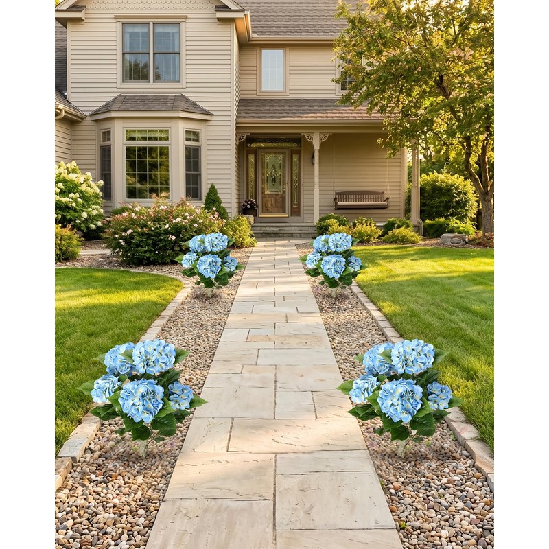 27 inch 2 Pack Artificial Hydrangea Tree,Blue Faux Hydrangea Flowers