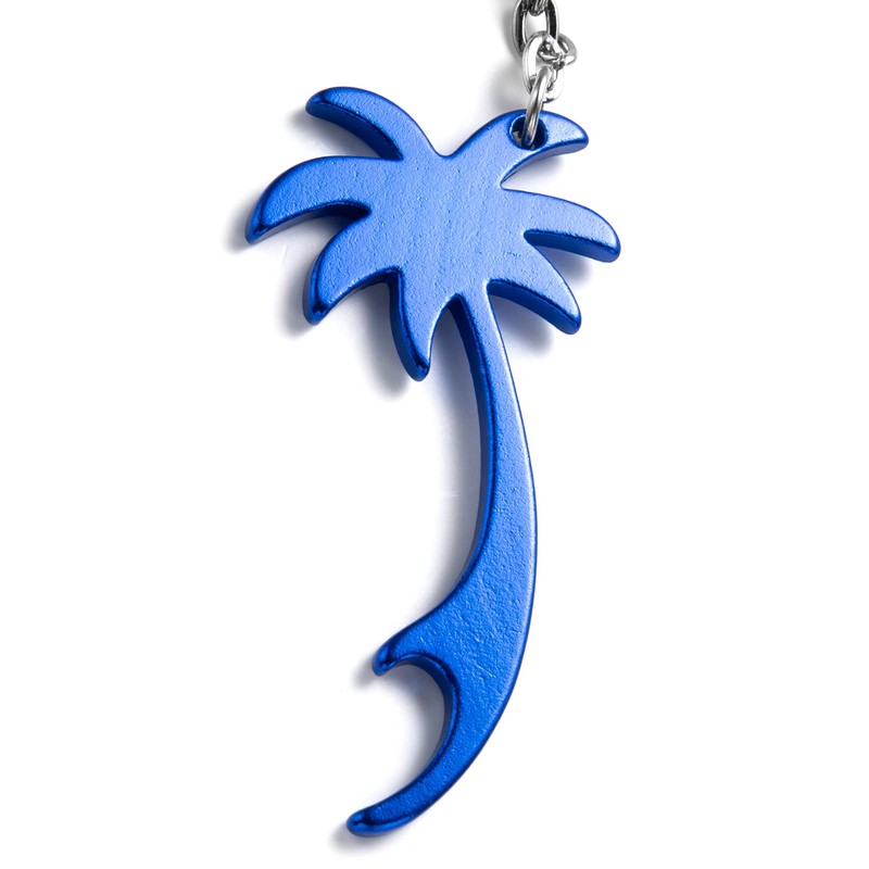 Komonee Palm Tree Blue Keychain Bottle Opener Key Chain Metal