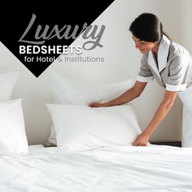 Full Size Flat Sheet Bulk, White Cotton-Rich Hotel Quality Top Bed Sheets, Luxury Feel, Wrinkle-Resistant, Soft & Silky Sateen Sheets for Hotel, Spas, Salons, Hospital - Grand Estate Hotel