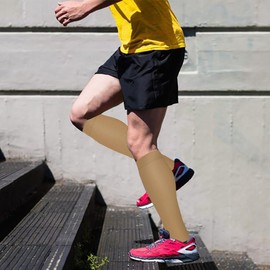 ACTINPUT 4 Pairs of Compression Socks for Men and Women, Colourful Support Stockings, Compression Socks for Sports, Flight, Running, Travel, Cycling, Nurse, 4104 - Brown, S - M