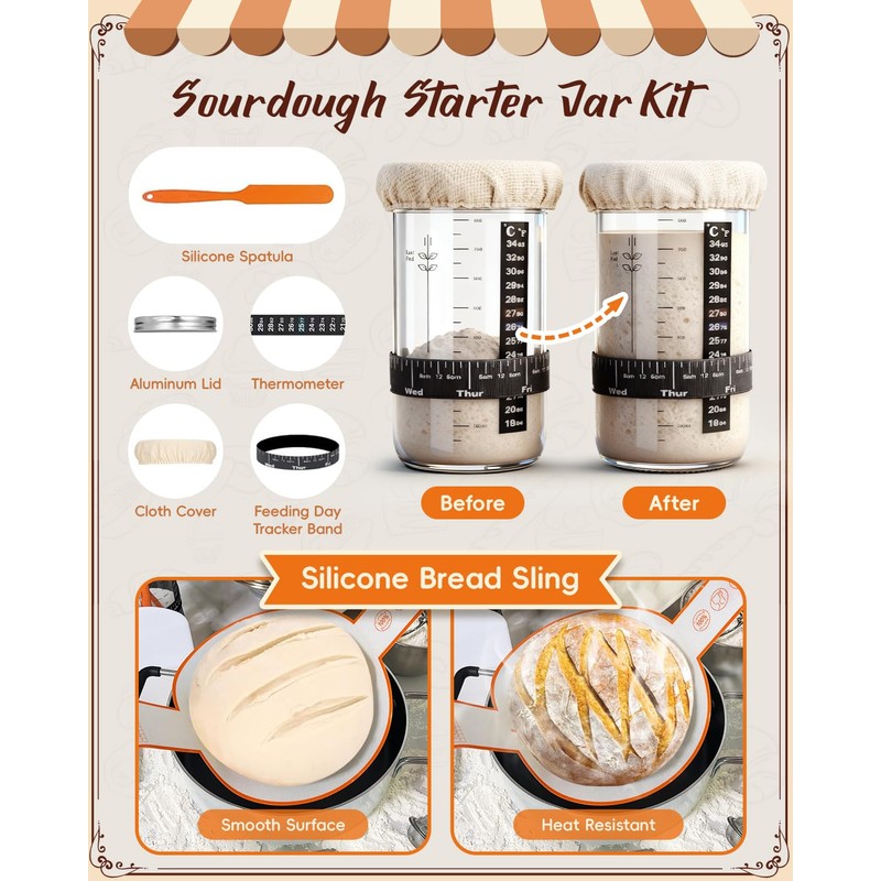 RYMTOX Complete Sourdough Starter Kit with Manual | Easy to