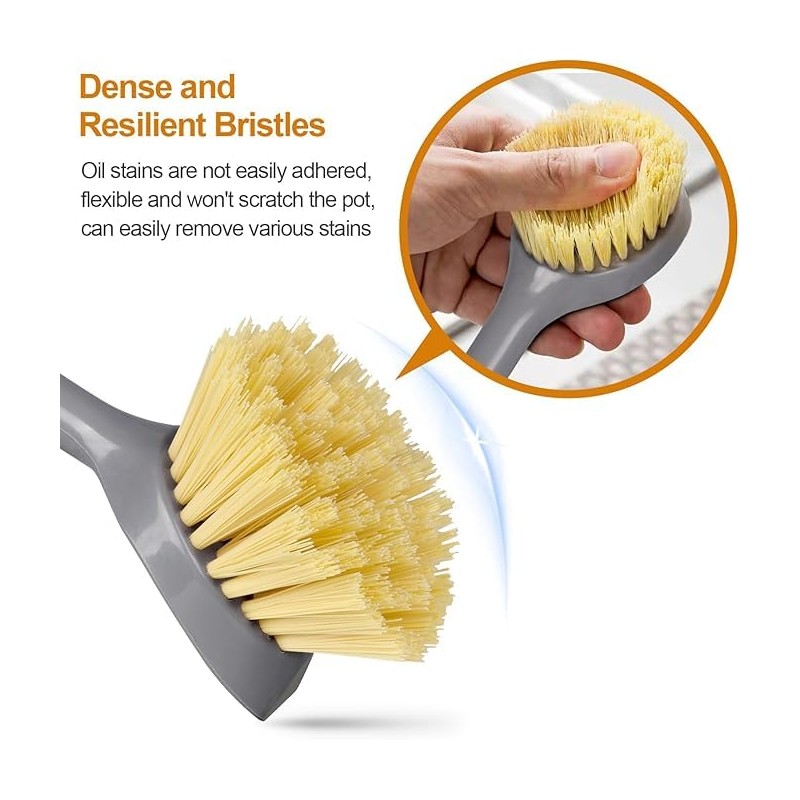 SOVYOULIVE 2 Pack Kitchen Dish Brushes with Bamboo Handle and