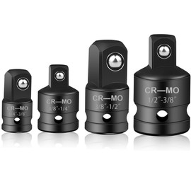 4 Piece Impact Adapter and Reducer Set 1/4 to 3/8, 3/8 to 1/4, 3/8 to 1/2, 1/2 to 3/8 Socket Adapter Extentsion Conversion Tool Adaptor Set for Impact Drivers, Wrenches and Ratchets